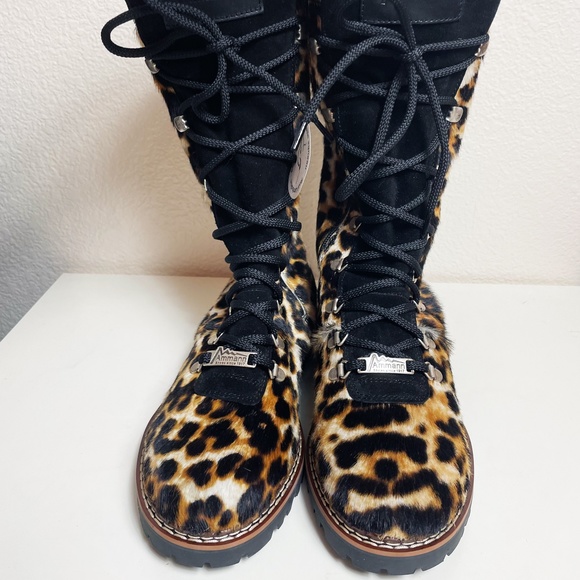 *NWT* Ammann of Switzerland Malx Leopard Fur Lace Up Boots Size US10 ish or EU42 - Picture 5 of 8